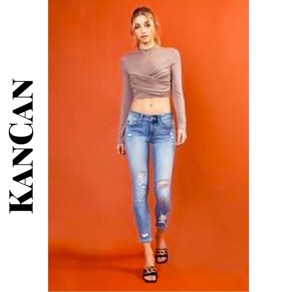 KanCan Kaleigh Mid Rise Distressed Ankle Skinny Jeans - Picture 3 of 9